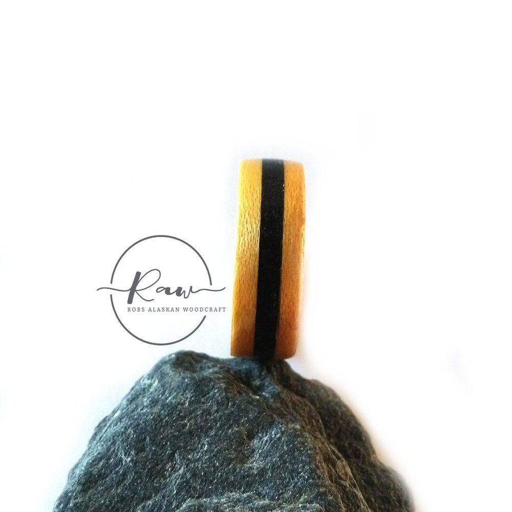 Maple and Alaskan Glacier Stone Bentwood Ring